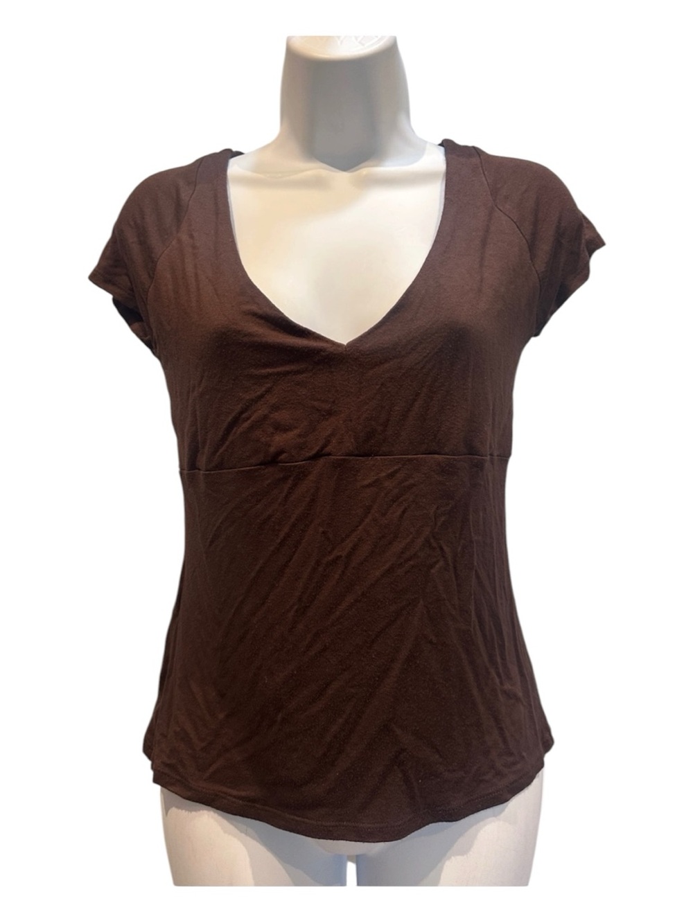Dorothee Bis Brown V-neck Tee Shirt Y2K Style Vintage Esq Size Medium